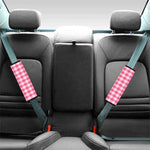 Pink And White Buffalo Check Print Car Seat Belt Covers
