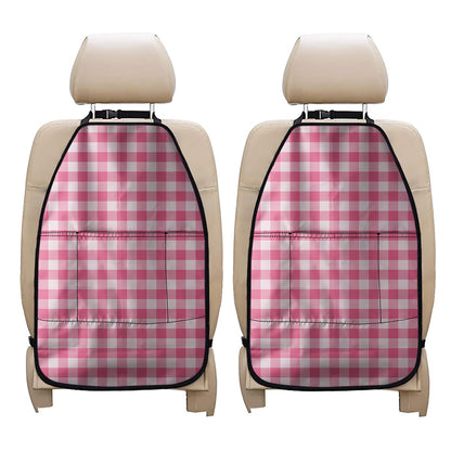 Pink And White Buffalo Check Print Car Seat Organizers