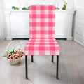 Pink And White Buffalo Check Print Dining Chair Slipcover