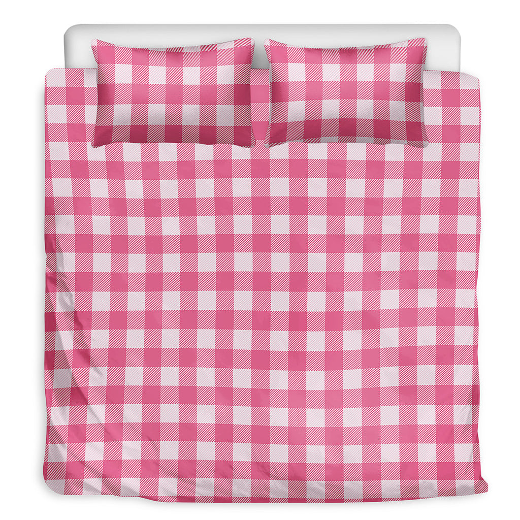 Pink And White Buffalo Check Print Duvet Cover Bedding Set