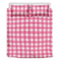 Pink And White Buffalo Check Print Duvet Cover Bedding Set