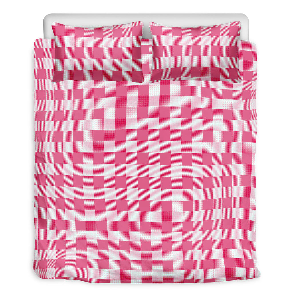 Pink And White Buffalo Check Print Duvet Cover Bedding Set