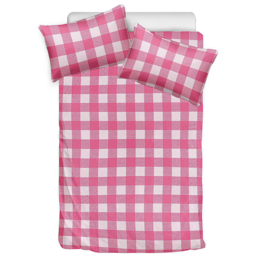 Pink And White Buffalo Check Print Duvet Cover Bedding Set