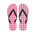 Pink And White Buffalo Check Print Flip Flops