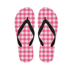 Pink And White Buffalo Check Print Flip Flops