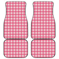 Pink And White Buffalo Check Print Front and Back Car Floor Mats