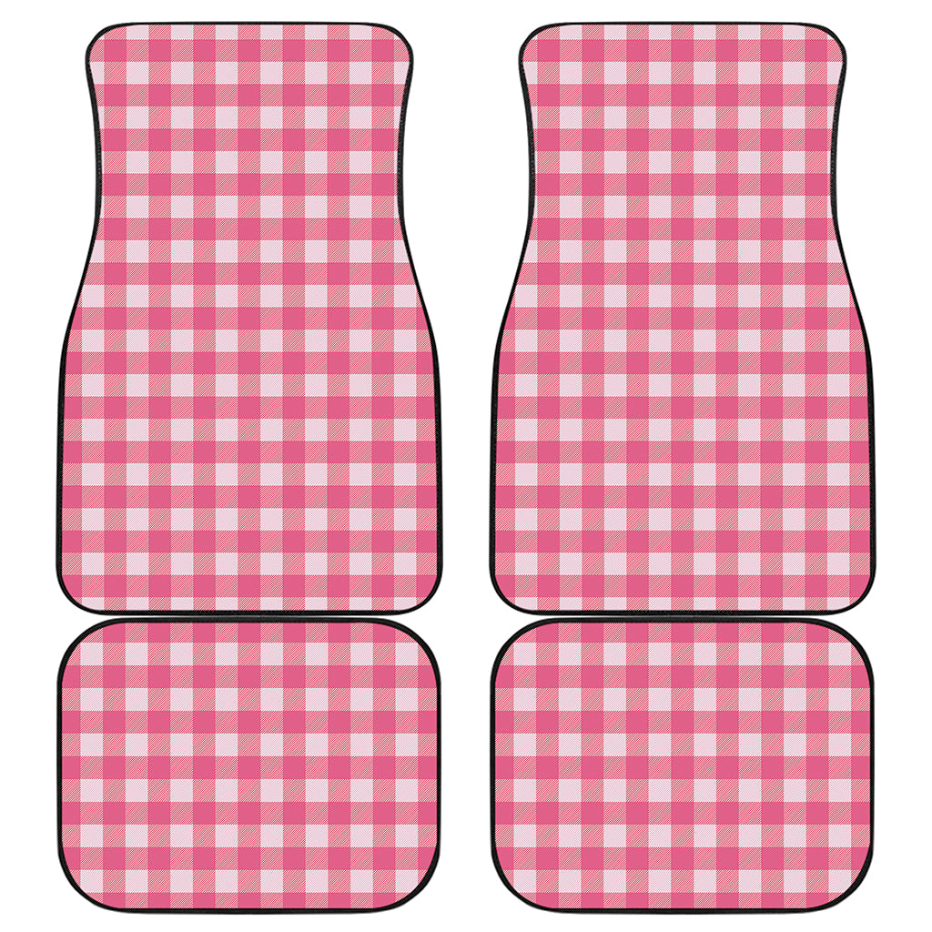 Pink And White Buffalo Check Print Front and Back Car Floor Mats
