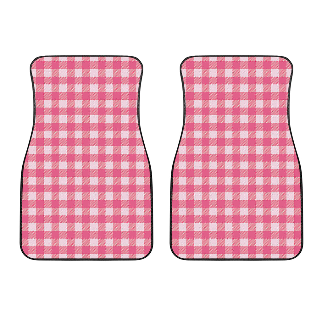 Pink And White Buffalo Check Print Front Car Floor Mats