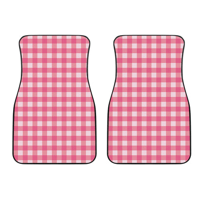 Pink And White Buffalo Check Print Front Car Floor Mats