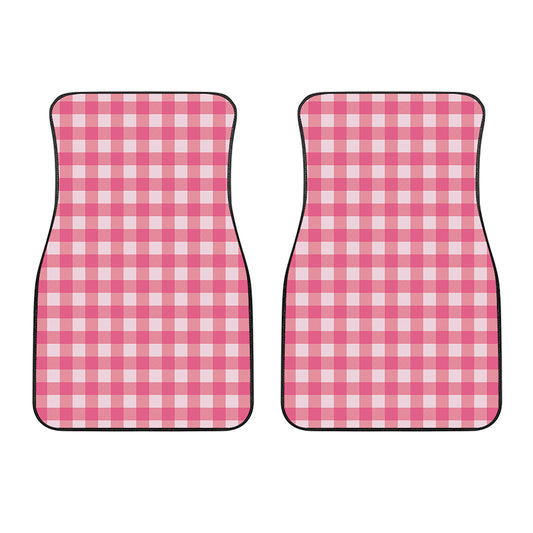 Pink And White Buffalo Check Print Front Car Floor Mats