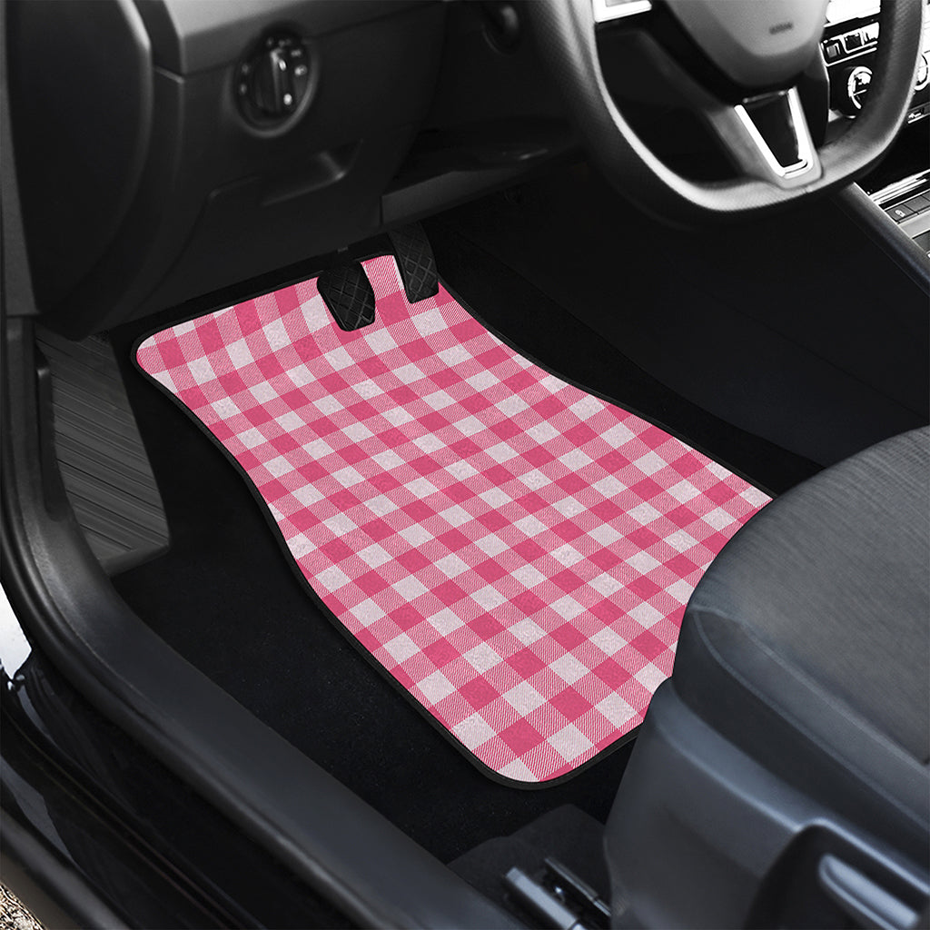 Pink And White Buffalo Check Print Front Car Floor Mats