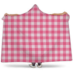 Pink And White Buffalo Check Print Hooded Blanket