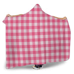 Pink And White Buffalo Check Print Hooded Blanket