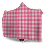 Pink And White Buffalo Check Print Hooded Blanket