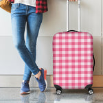 Pink And White Buffalo Check Print Luggage Cover