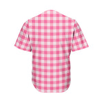 Pink And White Buffalo Check Print Men's Baseball Jersey