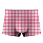 Pink And White Buffalo Check Print Men's Boxer Briefs