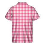 Pink And White Buffalo Check Print Men's Short Sleeve Shirt