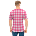Pink And White Buffalo Check Print Men's T-Shirt