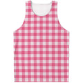 Pink And White Buffalo Check Print Men's Tank Top