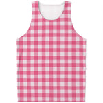 Pink And White Buffalo Check Print Men's Tank Top