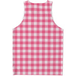 Pink And White Buffalo Check Print Men's Tank Top