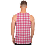 Pink And White Buffalo Check Print Men's Tank Top
