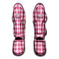 Pink And White Buffalo Check Print Muay Thai Shin Guards