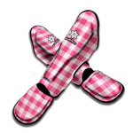 Pink And White Buffalo Check Print Muay Thai Shin Guard