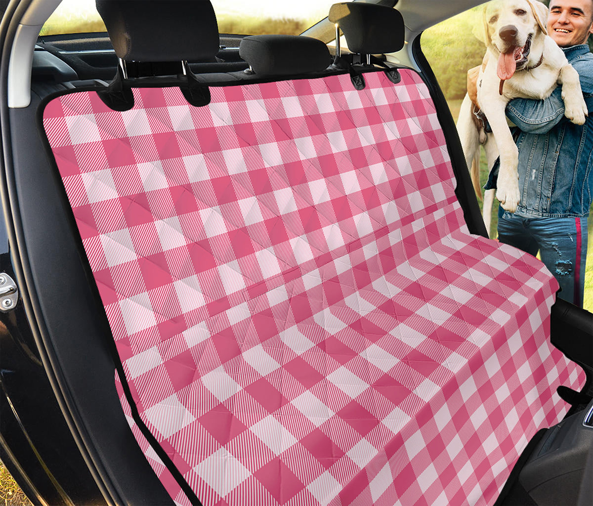 Pink And White Buffalo Check Print Pet Car Back Seat Cover