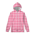 Pink And White Buffalo Check Print Pullover Hoodie