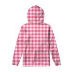 Pink And White Buffalo Check Print Pullover Hoodie