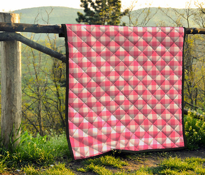 Pink And White Buffalo Check Print Quilt