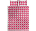 Pink And White Buffalo Check Print Quilt Bed Set
