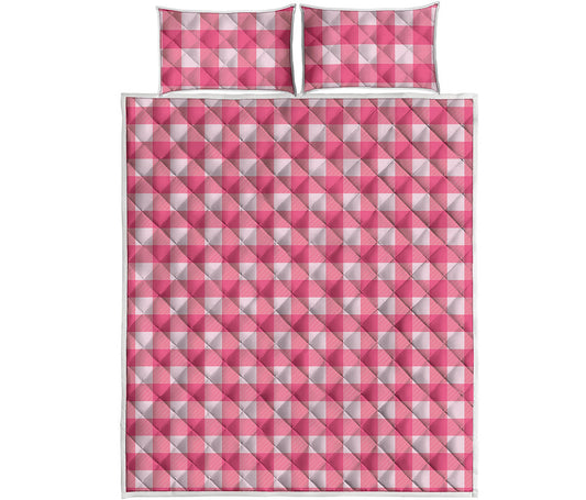Pink And White Buffalo Check Print Quilt Bed Set