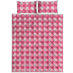Pink And White Buffalo Check Print Quilt Bed Set