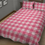 Pink And White Buffalo Check Print Quilt Bed Set