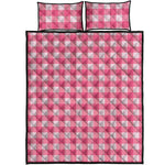 Pink And White Buffalo Check Print Quilt Bed Set