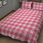 Pink And White Buffalo Check Print Quilt Bed Set