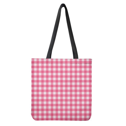 Pink And White Buffalo Check Print Tote Bag