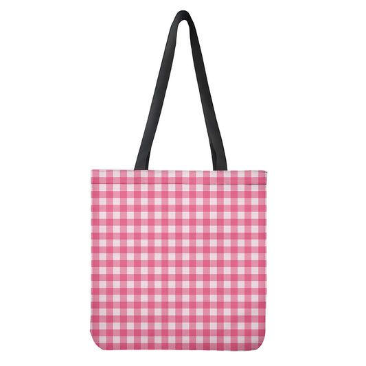 Pink And White Buffalo Check Print Tote Bag