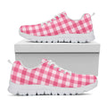 Pink And White Buffalo Check Print White Running Shoes