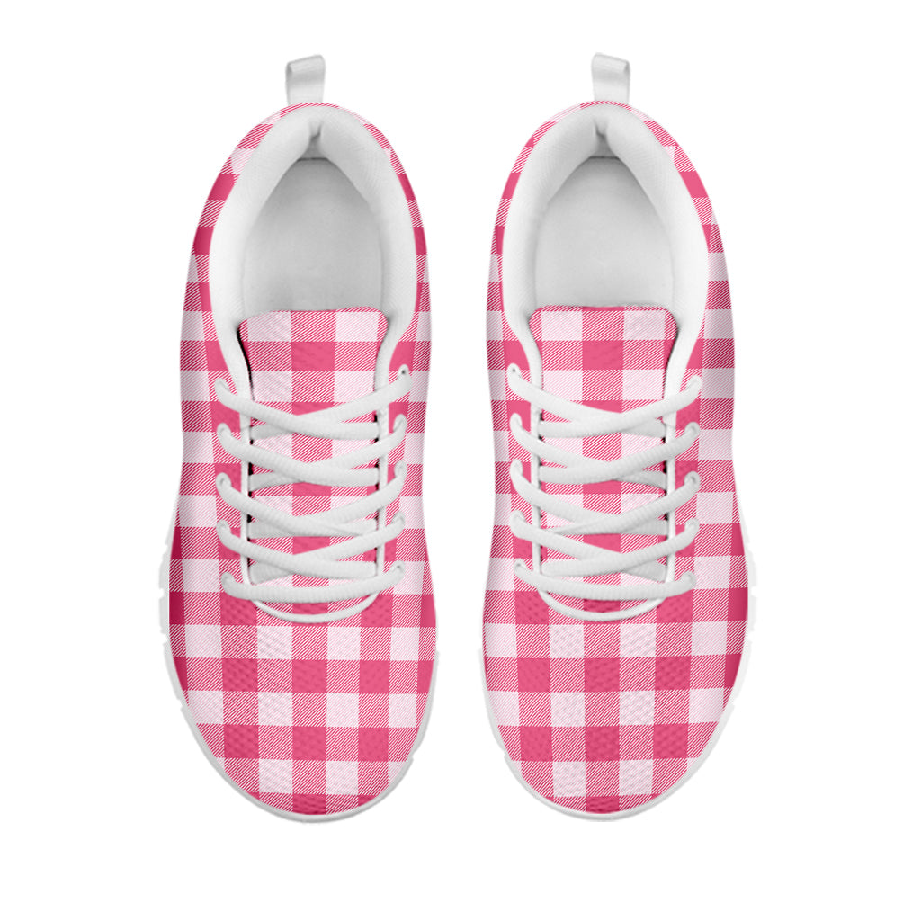 Pink And White Buffalo Check Print White Sneakers