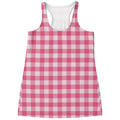 Pink And White Buffalo Check Print Women's Racerback Tank Top