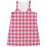 Pink And White Buffalo Check Print Women's Racerback Tank Top