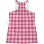Pink And White Buffalo Check Print Women's Racerback Tank Top