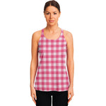 Pink And White Buffalo Check Print Women's Racerback Tank Top