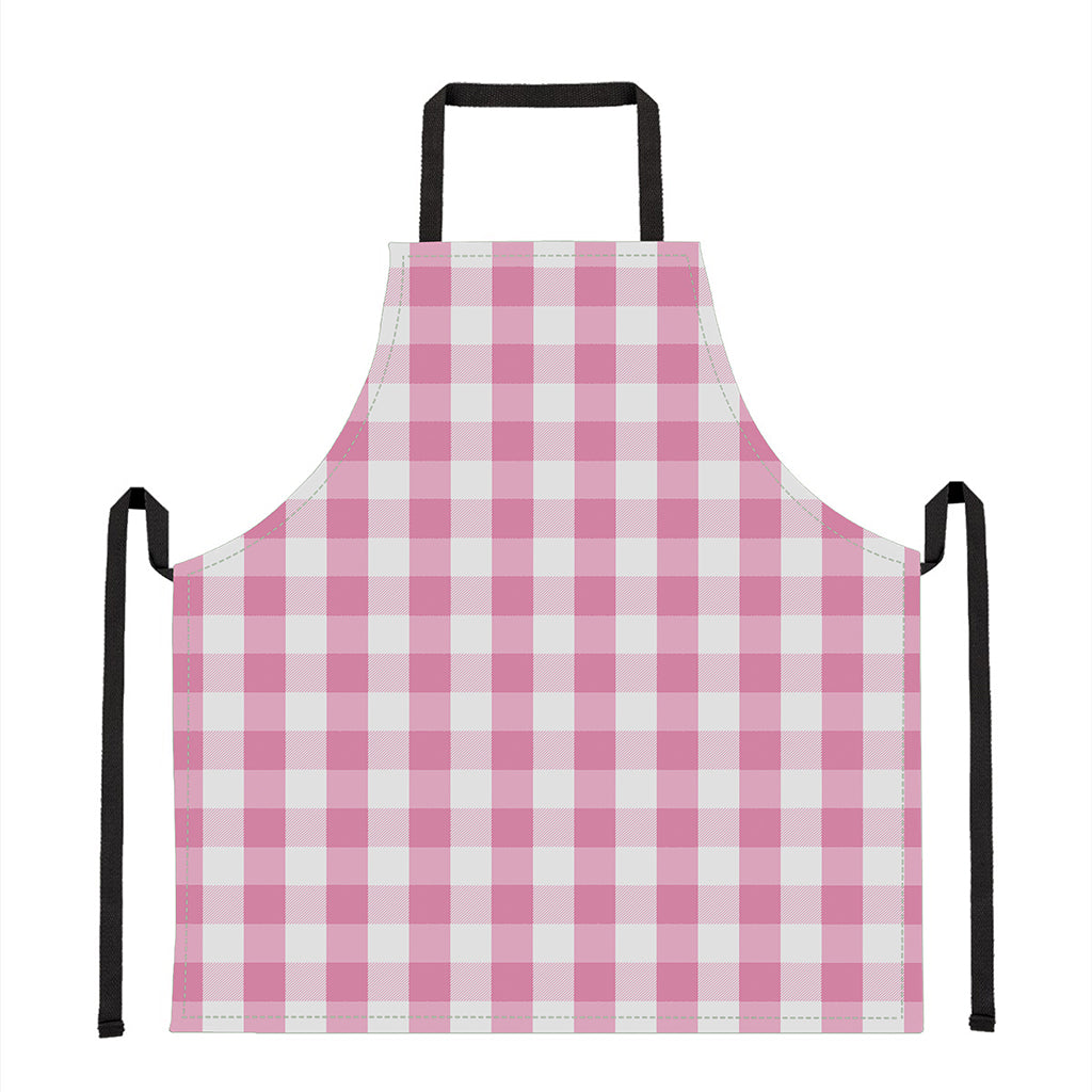 Pink And White Check Pattern Print Apron