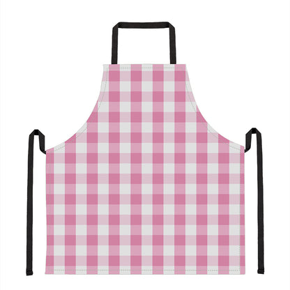 Pink And White Check Pattern Print Apron