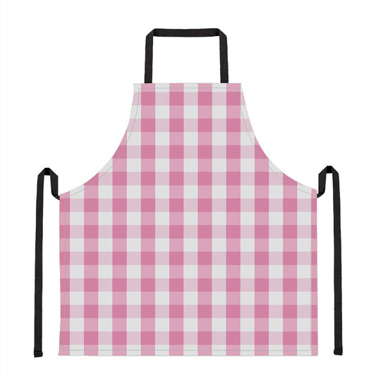 Pink And White Check Pattern Print Apron
